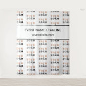 カスタムロゴ&テキスト ハーフドロップ リピート 白い背景 タペストリー (正面)