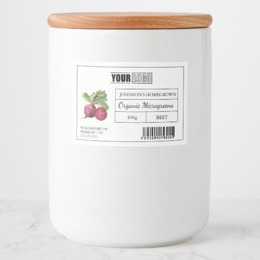 カスタムロゴ&バーコードビーエマイクログリーン フードラベル (正面)