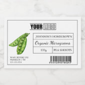 カスタムロゴ&バーコードピーシュートマイクログリーン フードラベル (シングルラベル)