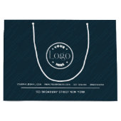 カスタムロゴ |ビジネスプロモーションNavy Blue ラージペーパーバッグ (正面)