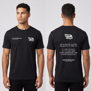 カスタムロゴ ビジネス名 + 連絡先 マーケティング Tシャツ