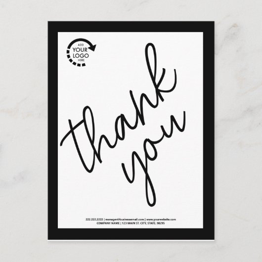 カスタムロゴ ビジネス コーポレート モダン ブラック ポストカード (正面)