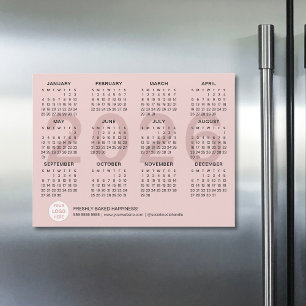 カスタムロゴ ピンク ビジネス 2026年 マグネットカレンダー