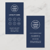 カスタムロゴ ミニマル ネイビーブルー 法人 ビジネス ロイヤリティカード (正面/裏面)