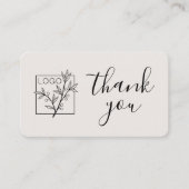 カスタムロゴ モダンスクリプト ベージュの感謝カード 名刺 (正面)