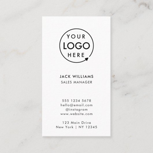 カスタムロゴ | 企業向け ミニマルモダン 縦型 名刺 (正面)