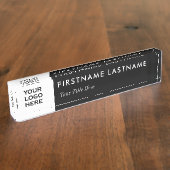 カスタムロゴ，名前エレガント白黒プロフェッショナル デスクネームプレート (側面)