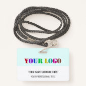 カスタムロゴ、名前、タイトルパーソナライズされたモダン- バッジ (裏面ランヤード)