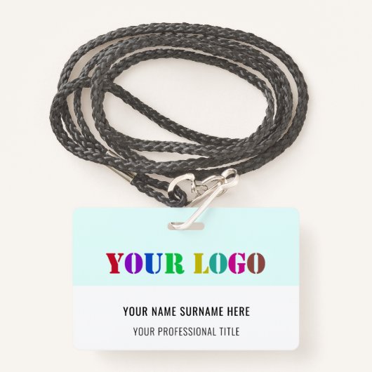 カスタムロゴ、名前、タイトルパーソナライズされたモダン- バッジ (正面ランヤード)