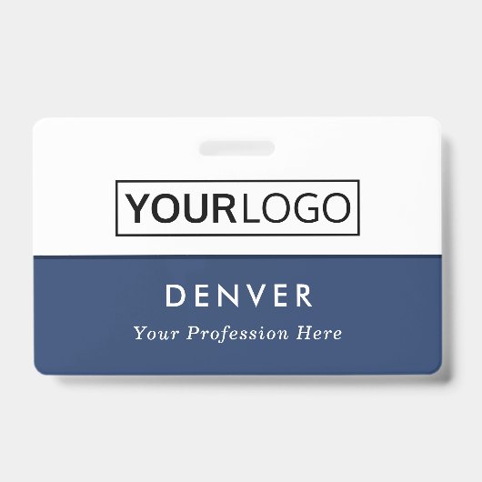 カスタムロゴ 従業員名 タイトル 青 白 id バッジ (正面)