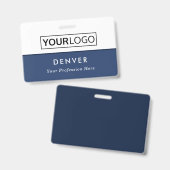 カスタムロゴ 従業員名 タイトル 青 白 id バッジ (正面&裏面)