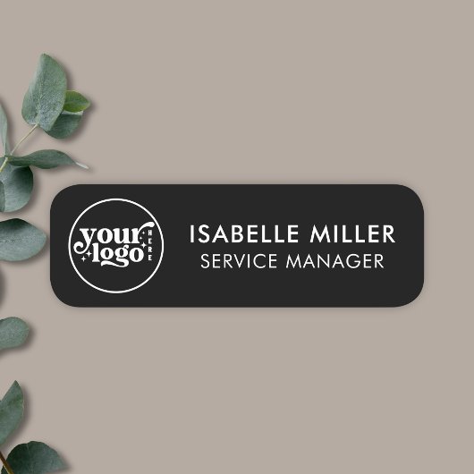 カスタムロゴ 従業員用 マグネットまたは安全ピン ブラック 名札