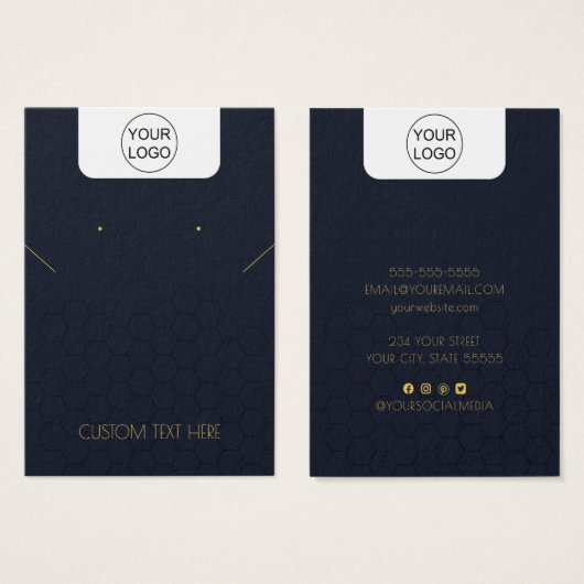 カスタムロゴ&文字ネックレスイヤリング表示カード (正面&裏面)