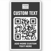 カスタムロゴ、QRコードおよび文字白黒 シール (正面)
