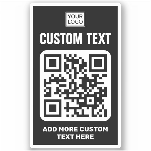 カスタムロゴ、QRコードおよび文字白黒 シール (正面)
