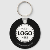 カスタムロゴ、QRコードと文字、ブラック キーホルダー (正面)