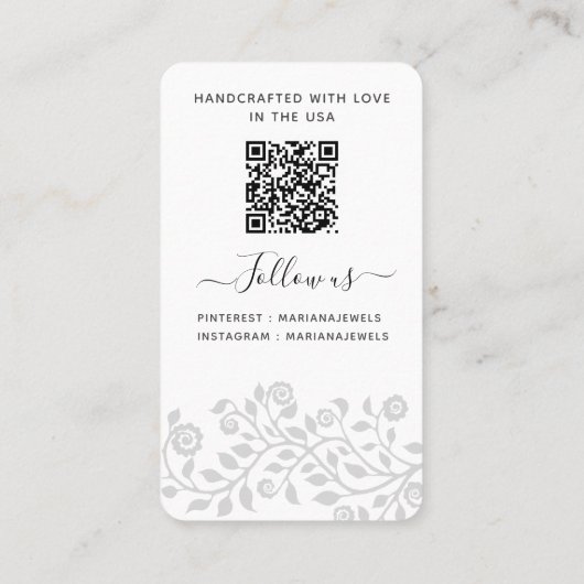 カスタムロゴ&QRコードホワイトイヤリングディスプレイカード 名刺 (裏面)