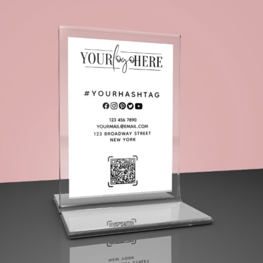 カスタムロゴ | QRコード業務用ホワイトテーブルカード テーブルナンバー