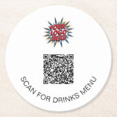 カスタムロゴ&QRコード紙ドリンクコースター ラウンドペーパーコースター (正面)