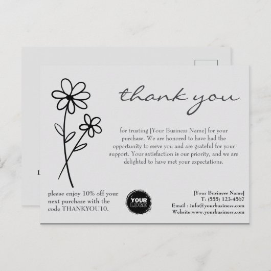 カスタムロゴ&QRコード ありがとう ビジネス ポストカード (正面/裏面)