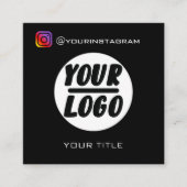 カスタムロゴ | QRコード |ソーシャルメディアアイコンエレガント スクエア名刺 (正面)