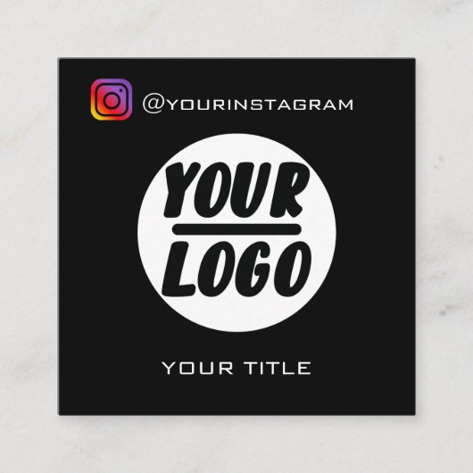 カスタムロゴ | QRコード |ソーシャルメディアアイコンエレガント スクエア名刺 (正面)