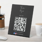 カスタムロゴ、QRコード、テキストの白黒 台座サイン (インサイチュ)