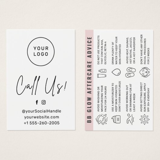 カスタムロゴBBグローアフターケア指示カード (正面&裏面)