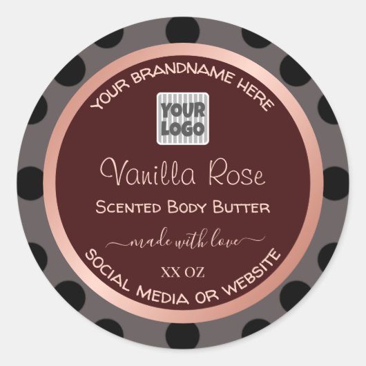 カスタムロゴBurgundy製品の包装ラベルドット ラウンドシール (正面)