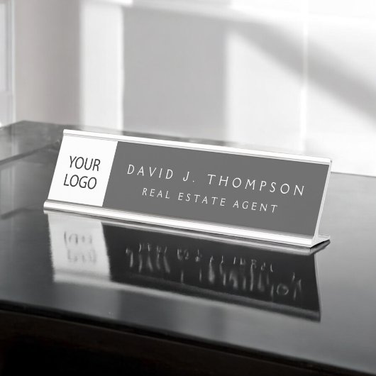 カスタムロゴExecutive Grayプロフェッショナル デスクネームプレート