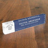 カスタムロゴExecutive Navy Blueプロフェッショナル デスクネームプレート (側面)