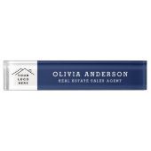 カスタムロゴExecutive Navy Blueプロフェッショナル デスクネームプレート (正面)