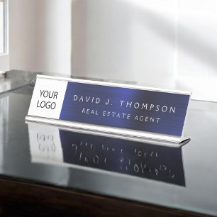 カスタムロゴExecutive Navy Blueプロフェッショナル デスクネームプレート