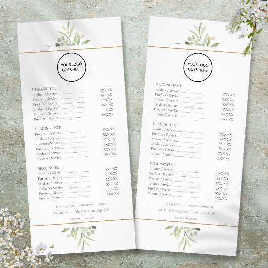 カスタムロゴGreenery両面サービスメニュー ラックカード