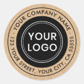 カスタムロゴKraftルックビジネス差出人住所 ラウンドシール (正面)