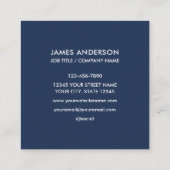 カスタムロゴMinimalist Navy Blue White スクエア名刺 (裏面)