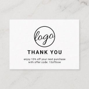 カスタムロゴQRコーシンプルド白黒モダン 割引カード