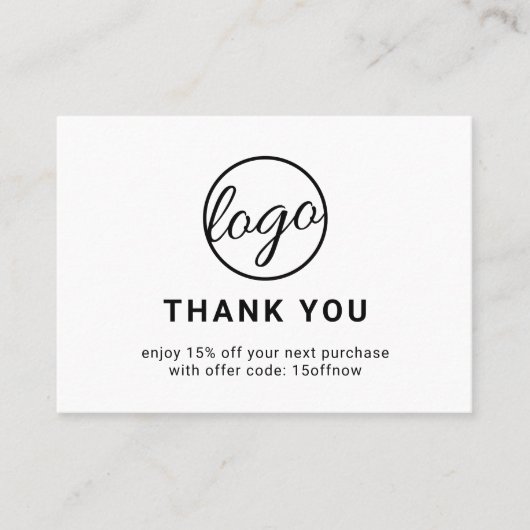 カスタムロゴQRコーシンプルド白黒モダン 割引カード (正面)