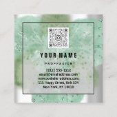カスタムロゴQRコードシルバーグレーフローラ抽象芸術 スクエア名刺 (裏面)