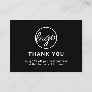 カスタムロゴQRコードシンプルブラックモダン 割引カード