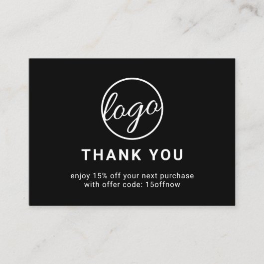 カスタムロゴQRコードシンプルブラックモダン 割引カード (正面)