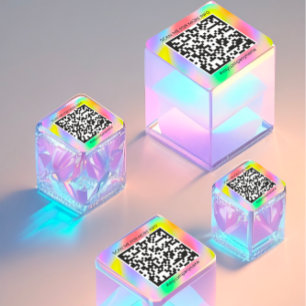 カスタムロゴQRコードスキャン名レインボー スクエアシール