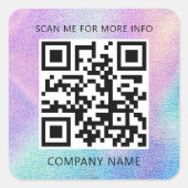 カスタムロゴQRコードスキャン私の名前ホログラフィックスクウェア スクエアシール (正面)