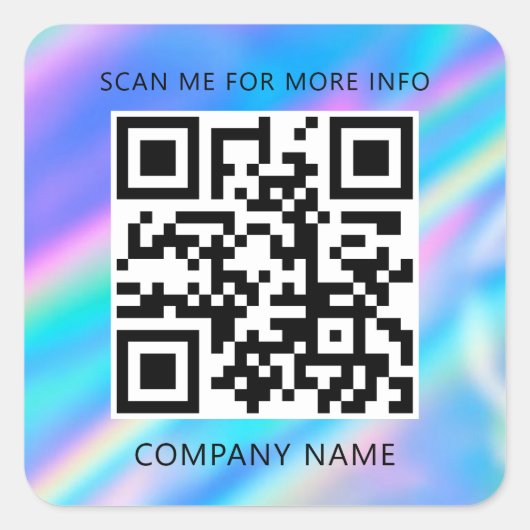 カスタムロゴQRコードスキャン私の名前ホログラフィックスクウェア スクエアシール (正面)