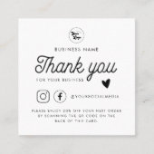 カスタムロゴQRコードソーシャルメディアありがとうありがとうホワイト 割引カード (正面)