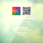 カスタムロゴQRコードテンプレート開館時間(小) ウィンドウサイン (シート3)