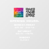 カスタムロゴQRコードテンプレート開館時間(小) ウィンドウサイン (シート)