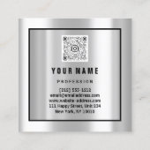 カスタムロゴQRコードバラブルーシルバーブラックフレーム スクエア名刺 (裏面)