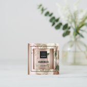 カスタムロゴQRコードバラ金ゴールドフレームFLowers スクエア名刺 (スタンド正面)