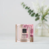 カスタムロゴQRコードバラ金ゴールド枠フローラ スクエア名刺 (スタンド正面)